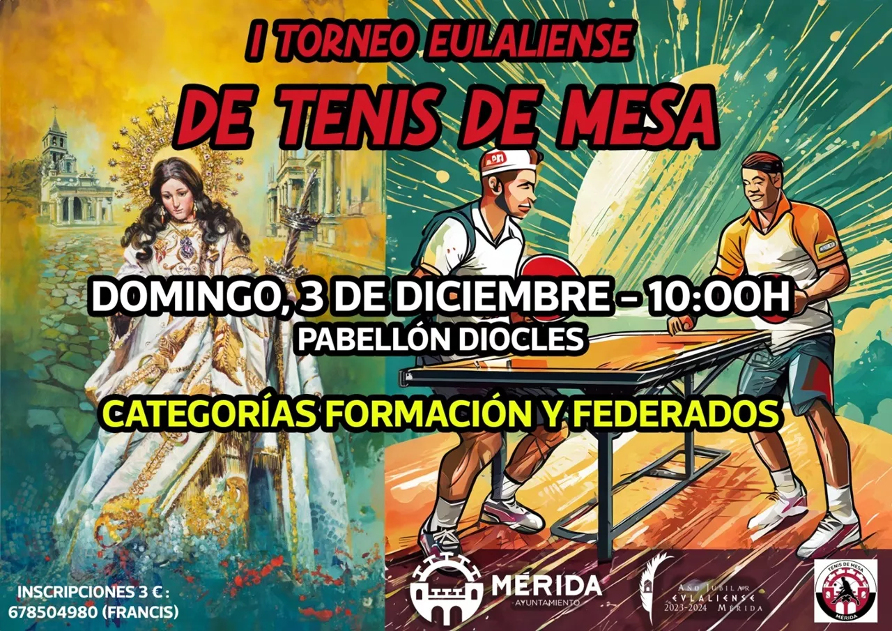 El Pabellón Diocles acoge mañana eI Torneo Eulaliense de Tenis de Mesa
